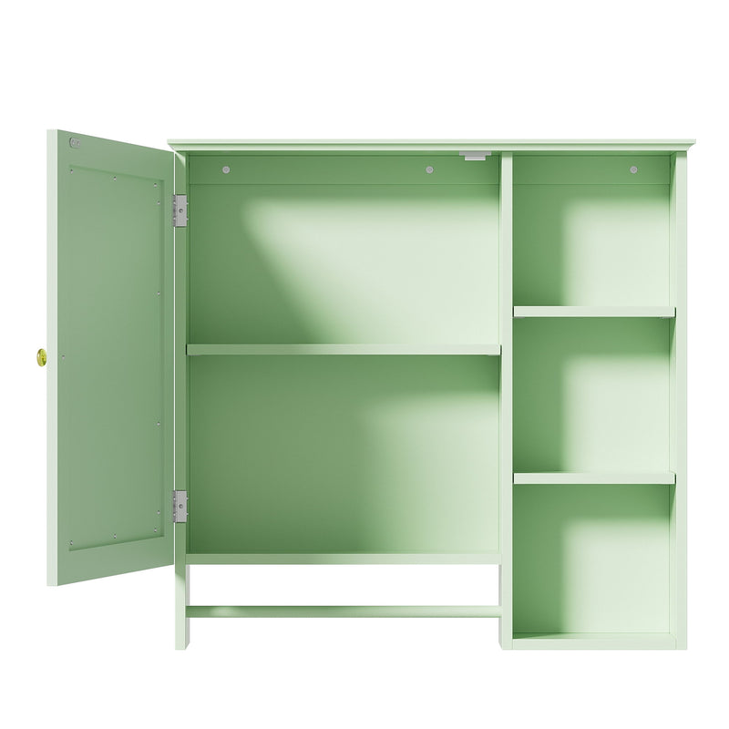 Wall Mounted Bathroom Storage Cabinet, Medicine Cabinets With Large Mirror Door, Adjustable Shelves And Three Open Storage Levels(Not Include Bathroom Vanity)