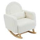 Accent Rocking Chair With Curved Back & Pillow, Base, Ultimate Comfort For Living Room Or Nursery - Cream White