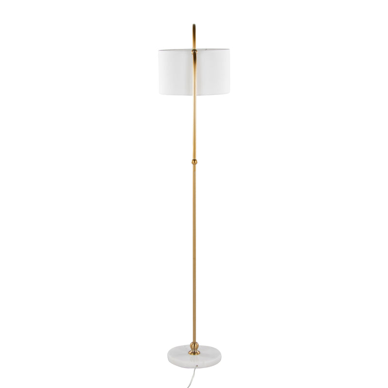 Leslie - Glam / Art Deco Floor Lamp - Gold / White