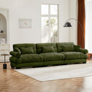 Modern Velvet Sofa With Bolstered Armrests And Pillows