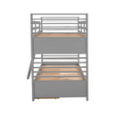 Twin over Twin Wood Bunk Bed with Two Drawers - Gray
