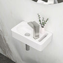 Rectangle, Wall Mount Bathroom Sink & Single Faucet Hole - White
