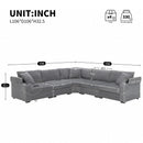 Convertible L Shaped Sectional Corner Couch With Armrest Storage Cup Holders USB Charger, Irregular Corner Oversized Comfy Modular Sofa