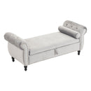 Luxurious Velvet Multifunctional Storage Ottoman Bench With Pillow