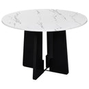 5 Piece Round Dining Table Set, Modern Dining Table And 4 Upholstered Chairs For Dining Room
