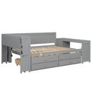 Daybed With Storage Shelves, Drawers, Trundle, Charging Station, LED Light, Desk And Cabinet