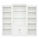 Retro Style 3 Piece Bookcase Display Cabinet With Adjustable LED Lighting, Tempered Glass Shelves - White
