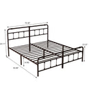 King Size Metal Platform Bed Frame with Victorian Style Wrought Iron-Art Headboard/Footboard, Deep Rustic Brown