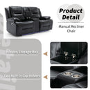 Home Theater Recliner Set Manual Recliner Chair With A LED Light Strip Two Built-In Cup Holders For Living Room
