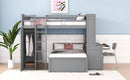 Loft Bed With A Twin Size Standalone Bed, Shelves, Desk, And Wardrobe