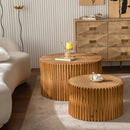 Cylindrical Coffee Table With Vertical Texture Relief