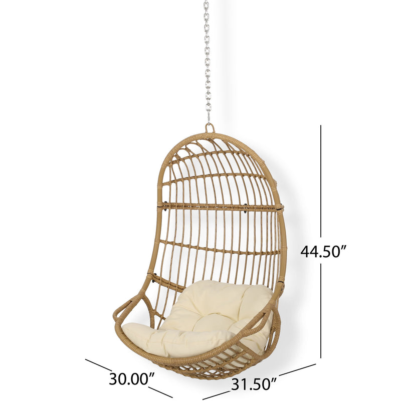 Rustic Hanging Basket Chair With Cushion