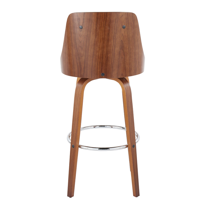 Gianna - Mid Century Modern Fixed Height Barstool With Swivel With Round Footrest (Set of 2)