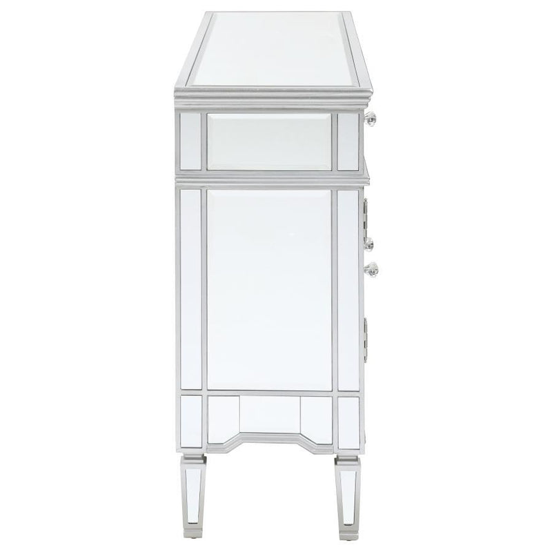 Duchess - 5-Drawer Mirrored Storage Accent Cabinet - Silver - Atlantic Fine Furniture Inc