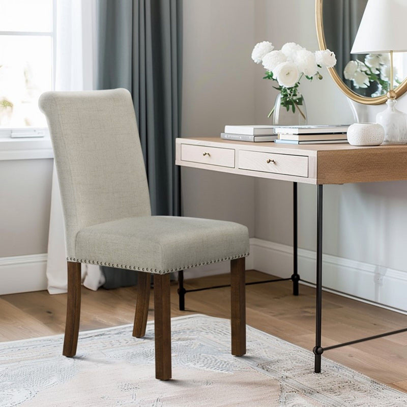 Dining Chair With Nailhead Trim (Set of 2) - Beige