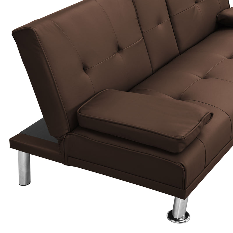 Futon Sofa Bed With Armrest Two Holders