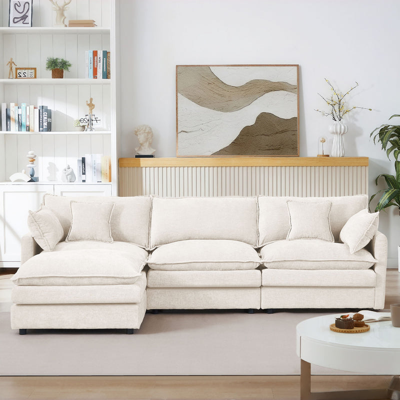 Contemporary Modular Sectional Sofa Set With Movable Ottoman