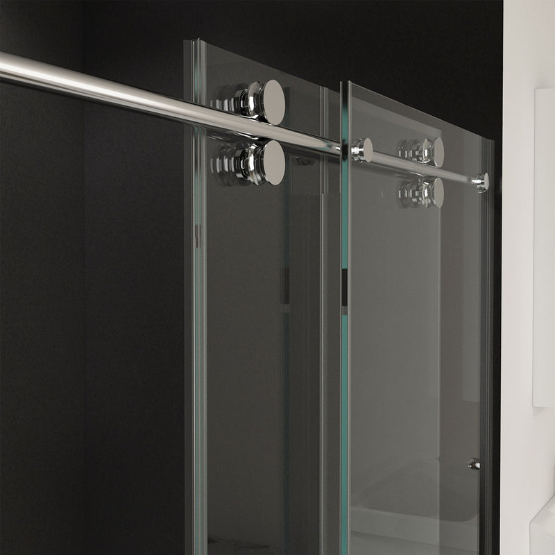 Frameless Shower Door, Sliding Shower Door, With Premium Thick Tempered Glass Shower Enclosure, Double Side Easy Clean Coat, Finished With Buffer - Chrome