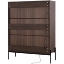 Modern Minimalist Style LED Curio Cabinet With Tempered Glass Door, Metal Legs