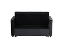 Maeve - Velvet Convertible Sleeper Loveseat With Tufting and Side Pocket - Black