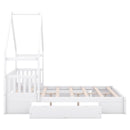 House Style Platform Bed With Guardrail And 2 Drawers