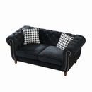 Chesterfield 3 And 2 Seater Velvet Upholstery Sofa With Roll Armrest & Nailhead Fabric Couch