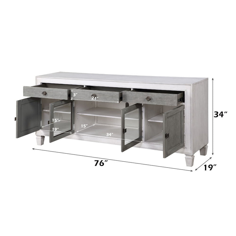 Katia - TV Stand - Rustic Gray & Weathered White