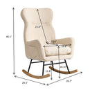 Modern Teddy Fabric Rocking Chair With High Backrest And Armrests Lounge Accent Chair For Living Room - Beige