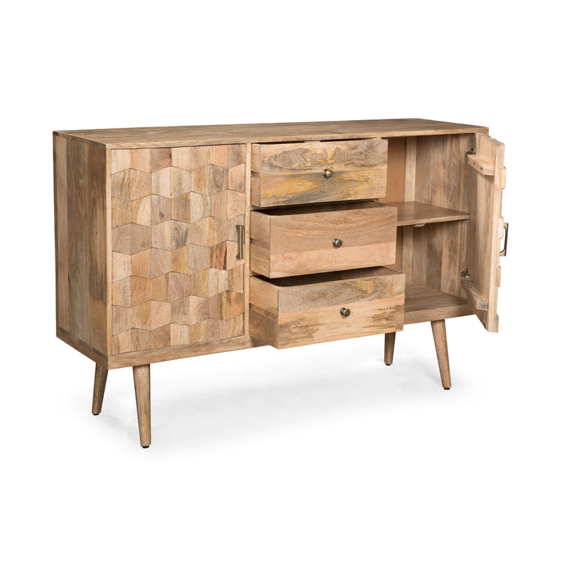 3 Drawer Sideboard With 2 Doors (KD Legs) - Natural