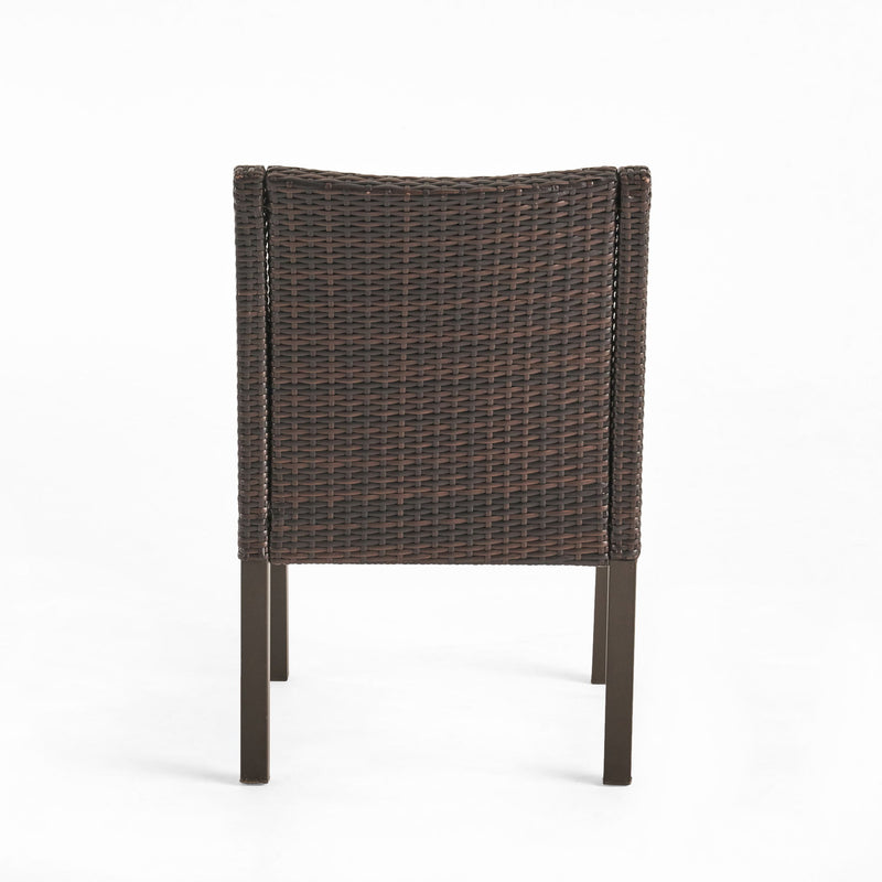 Outdoor Rattan Dining Chair With Straight Legs And Sloped Arms (Sey of 2)
