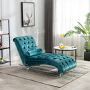 Velvet Chaise Lounge Indoor, Button Tufted Upholstered Chaise Lounge Chair With Pillow