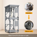 Large Cat House Outdoor Catio Cat Enclosures On Wheels, Kitty House With Upgraded Resting Box Waterproof Roof - Gray