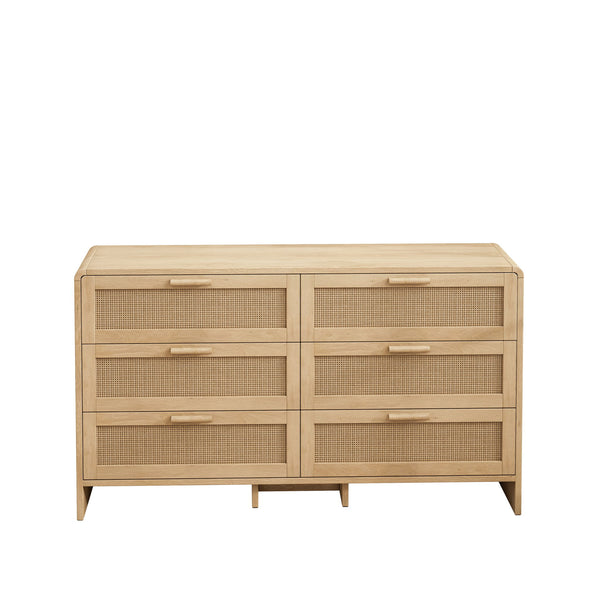 Modern Arc Shaped Corner Rattan Cabinet With 6 Drawers