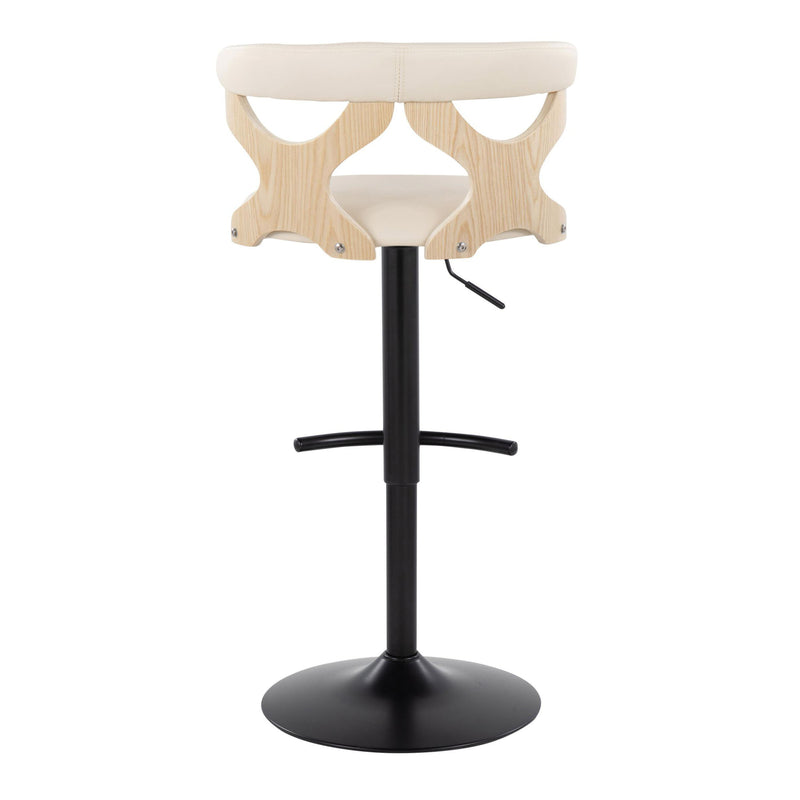 Gardenia - Contemporary Adjustable Barstool With Swivel With Rounded T Footrest (Set of 2)