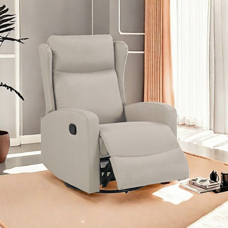 Rocking Swivel Recliner Chair For Living Room, 360 Degree Swivel, Adjustable Modern Reclining Chair, Classic And Traditional Recliner Sofa With Lumbar Support - Ligth Gray