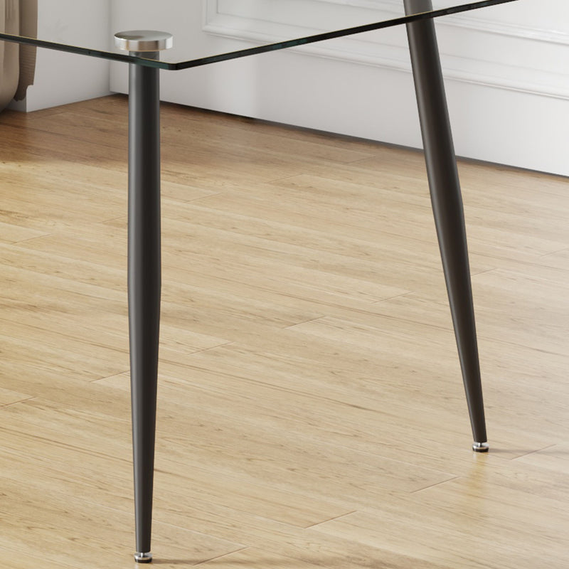 Modern Rectangular Glass Dining Table For 4 - 6 People With Tempered Glass Countertop