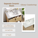 Bathroom Vanity With Ceramic Sink, Fluted Design