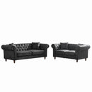 Chesterfield 3 And 2 Seater Sofa Set, High Tech Fabric Upholstered Couch For Living Room