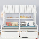 House Platform Beds With 2 Drawers, Side By Side Design