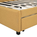 Full Size Upholstered Daybed with 2 Storage Drawers Sofa Bed Frame No Box Spring Needed, Linen Fabric (Yellow)