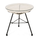 Nusa - Modern Rattan Side Table With Tempered Glass Top