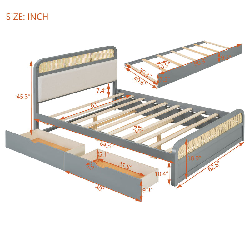 Platform Bed With Trundle And 2 Drawers