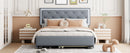 Queen Size  Velvet Storage Platform Bed, with 2 Big Drawers, Twin XL Size Trundle and LED Light, Gray