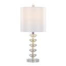 Diamond - Stacked Contemporary Crystal Table Lamp (Set of 2) - Clear / Off White / Chrome