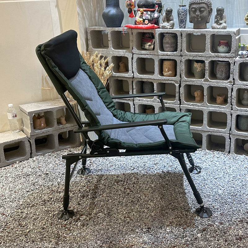 Camping Lounge Chair, Portable Folding Reclining Camping Chair With Adjustable Backrest For Indoor And Outdoor Camping Beach Hiking Fishing - Green / Black