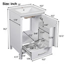 Bathroom Vanity With Ceramic Sink, Soft Close Drawers, Door Organizer, Divider Drawer, Adjustable Foot Pads