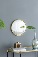Round Mirror, Circle Mirror With Iron Frame For Living Room Bedroom Vanity Entryway Hallway