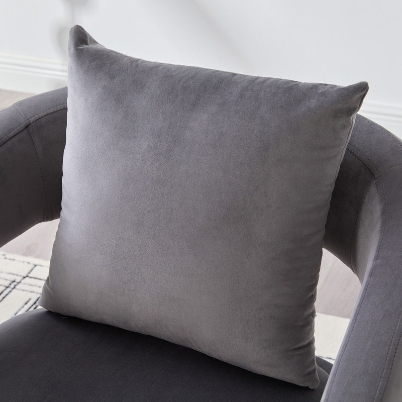 Open Back Accent Chair, Round Sofa Lounge Armchair - Charcoal