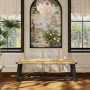 Farmhouse Modern Solid Wood Rattan Bench Multi Functional Design 59" Indoor & Covered Outdoor Bench - Walnut