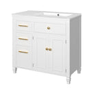 Modern Bathroom Vanity With Ceramic Sink, Freestanding, One Tip Out Drawer, 3 Side Drawers, Adjustable Shelf